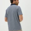 15598865-4975230286889420 Navy Jacquard Stripe Polo Shirt