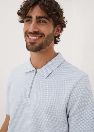 Light Blue Quarter Zip Polo Shirt