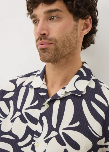 Navy Textured Abstract Shape Shirt