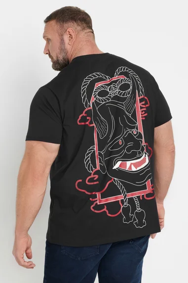 BadRhino Black Japanese Print T-Shirt